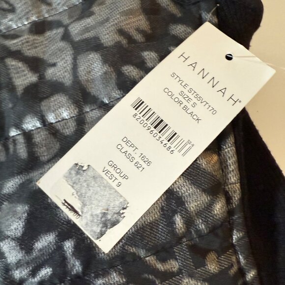 Hannah Womens Fashion Vest Size S Sleeveless Black Gray Cheetah Print Zip Up - Picture 10 of 13